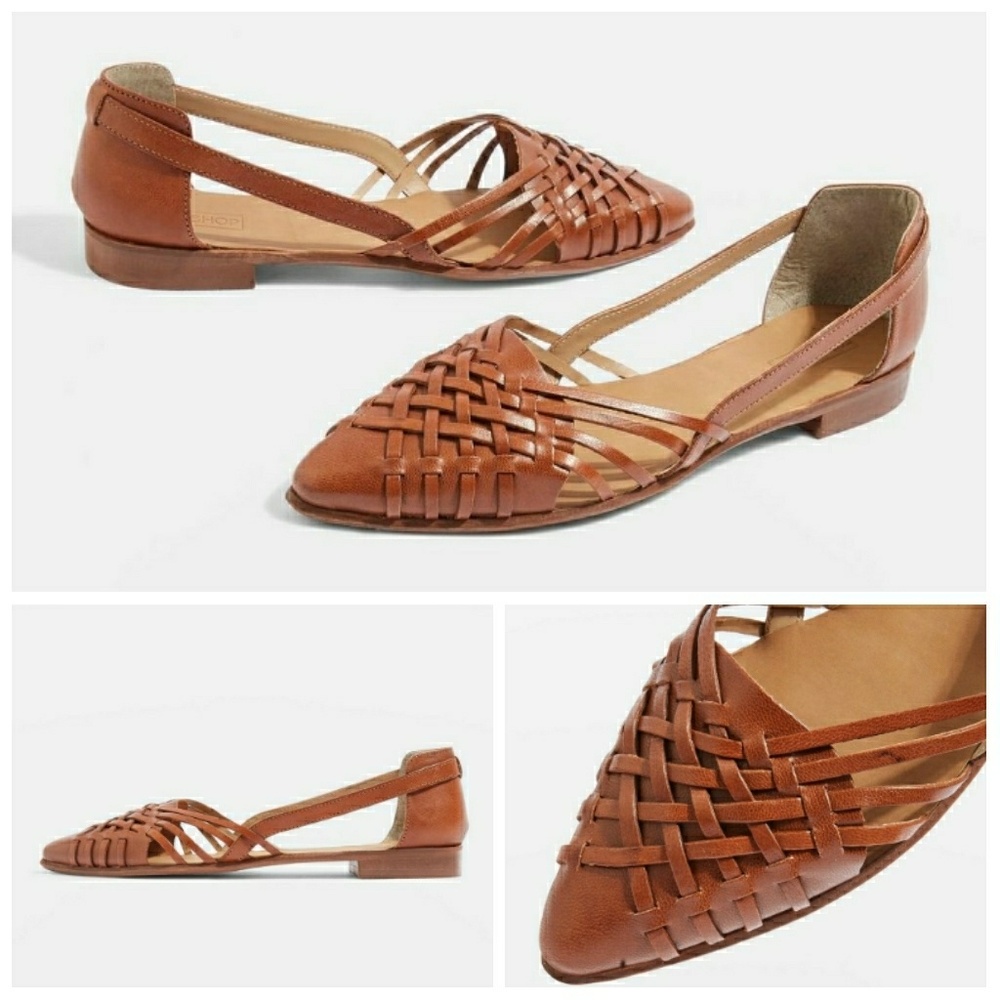 Leather woven shoes